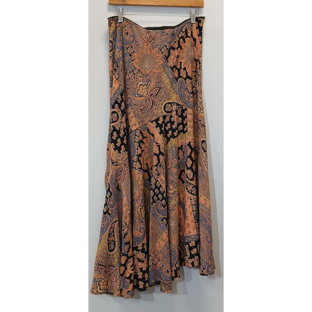 Lola p womens xl paisley maxi ankle tiered skirt fairy indie Cottagecore hippie